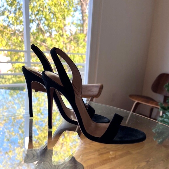 Aquazzura Shoes - Aquazzura So Nude Sandal 105, black suede, size 35/5